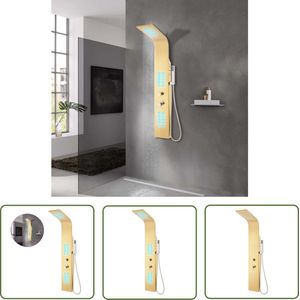 The Living Store Douchepaneel gebogen roestvrij staal 201 goudkleurig - Douchepaneel - Douchesysteeem - Douche Accessoires - Badkamerspiegel - Designbadkamer