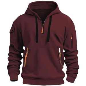 Heren hoodie met kwart rits en zakken - stijlvolle fleece trui voor werk en vrije tijd