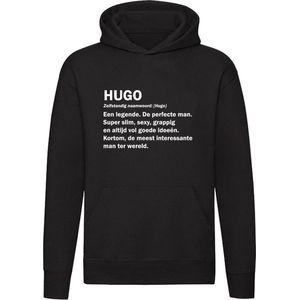 Hugo grappige Hoodie | verjaardag | cadeau | kado | Unisex | Trui | Sweater | Capuchon | Zwart