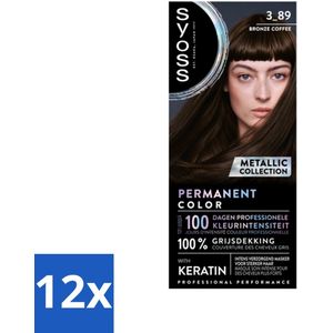 SYOSS - Coloration 3-89 Bronze Coffee - Haarverf - Grijsdekking - Vermindert Haarbreuk - Voordeelverpakking - 12 stuks
