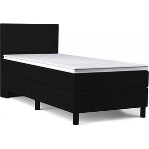 Beddenbriljant Boxspring Bravo - 80x200 - Zwart - Bonellvering - Skai - Inclusief Topper - Bed compleet