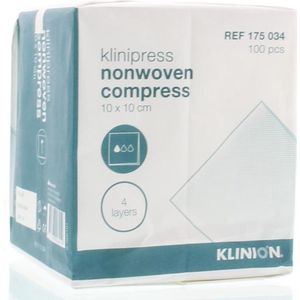 Klinion - Non-Woven Gaaskompres - 4-Laags - 10 x 10 cm - 100 Stuks