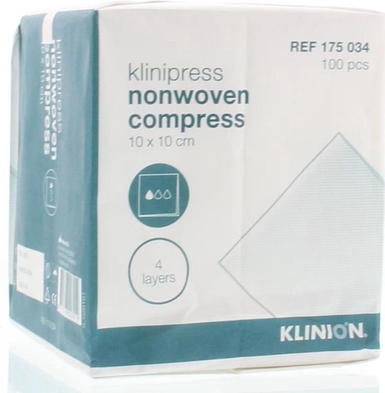 Klinion - Non-Woven Gaaskompres - 4-Laags - 10 x 10 cm - 100 Stuks