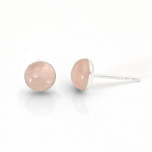 ARLIZI 2134 Oorbellen rozenkwarts cabochon oorstekers - sterling zilver