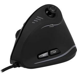 Verticale gamingmuis, bedrade muis met joystick, 10000 DPI, 11 programmeerbare knoppen, verticale ergonomische muis, optische USB-computermuis, pc-gamingmuis voor laptop, pc, zwart