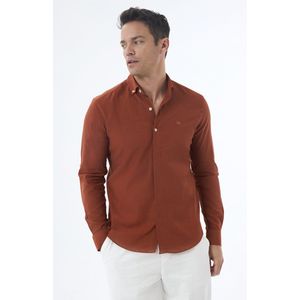 Jimmy Sanders Linnen Katoen Blend Shirt - Overhemd Heren Terracotta - M