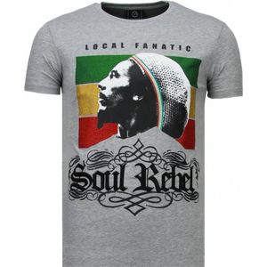 Soul Rebel Bob Marley - Rhinestone T-shirt - Grijs