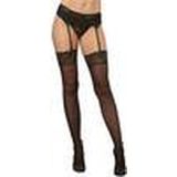 Sheer thigh highs w lace top - OS - Black