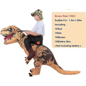 Opblaasbaar monster kostuum - verkleedkleren volwassenen - verkleedkleding - carnaval - halloween - dieren - dinosaurus - inclusief bucket hoed - bruin
