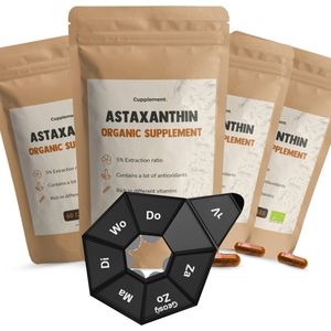 Cupplement - 4 zakken Astaxanthine 60 Capsules - Biologisch - 160 mg Per Capsule - 5% Extract - Geen Tabletten, 12 mg, 6 mg of Poeder - Supplement - Superfood - Astaxanthin - Astaxantine
