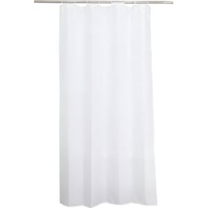 Textiel douchegordijn - wasbaar badgordijn - waterdicht schimmelbestendig - happy - wit - 120 x h 200 cm