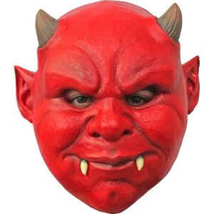 Partychimp Chubby Devil Duivel Volledig Hoofd Masker Halloween voor bij Halloween Kostuum Volwassenen Carnaval - Latex - One size