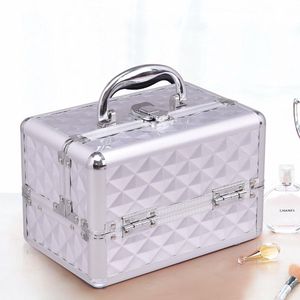 COSTWAY Draagbare kleine make-upkoffer, cosmeticakoffer, beautycase, professionele cosmetische hoes met spiegel, afsluitbaar, 23 x 15 x 18cm