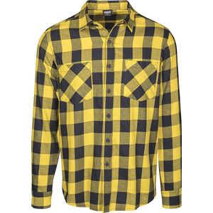 Urban Classics Checked Flannel Heren Flanellen overhemd - zwart/geel - XXL