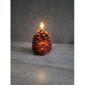 Kaars dennenappel led 3d vlam op batterij met timer