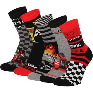 Leuke katoenen jongens sokken met print - 5 paar Apollo kousen met racing thema - maat 27/30 - multicolor - grappige multipack kindersokken