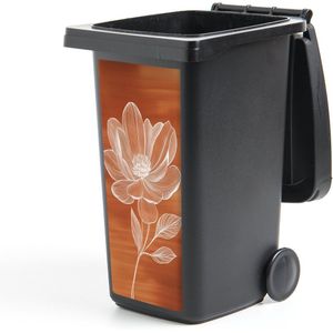 Container sticker Bloem - Minimalistisch - Wit - 38x80 cm - Kliko sticker