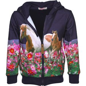 S&C Vestje Pony blauw Kids & Kind Meisjes Blauw - Maat: 98/104