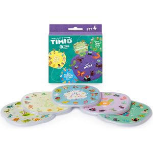 TIMIO Disk Set # 4: 5 Audio-Discs voor de TIMIO Player | Leer 96 Kinderliedjes Vol. 3, 12 Sprookjes Vol. 2, 12 Sprookjes Vol. 3, Dinosauriërs, Insecten | Alles in 8 Talen | Leerspeelgoed van 2-6 Jaar