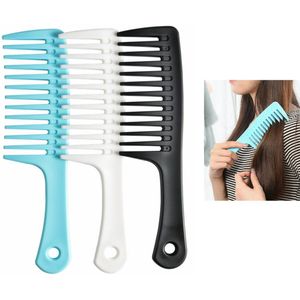 Kam - Haarkam met extra brede tanden - Haar Kam - Haar Accessoire - Styling Tool - Grove Kam - Kappers Kam - styling kam - Kam - Kappers kam - Barber Kam - Kapperskam - Kapper - 22 Cm - Zwart,Blauw, wit - 3 stuks