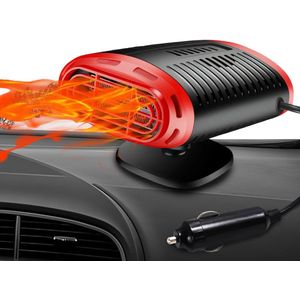 White-Label® Auto Verwarming Ventilator - Auto Kachel 12 Volt - Heater - Ontdooier - 360 Graden Rotatie - Zwart met rood