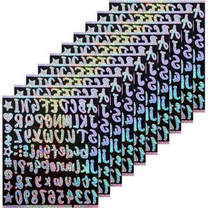 10 vellen glitterletterstickers - ongeveer 25 x 2 cm - zelfklevend - waterdicht vinyl alfabetstickers voor doe-het-zelf handwerk en decoratie - verzamelalbum en waterbeker