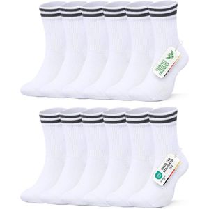 6 Paar Unisex Tennissokken voor Dames en Heren – Katoenen Sportsokken in Wit en Zwart