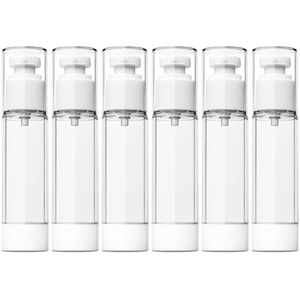 Airless pompdispenser - crèmedispenser voor cosmeticaproducten - 6 stuks - 50 ml - leeg
