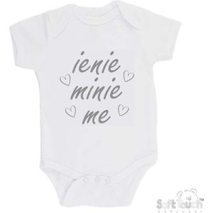 100% Katoenen Romper ""Ienie minie me"" Unisex Katoen Wit/grijs Maat 56/62