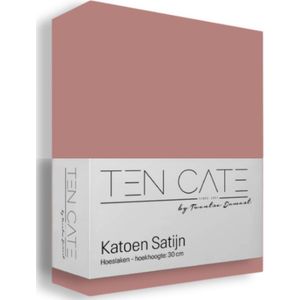 Ten Cate Hoeslaken 180x220 - Katoensatijn - Hoeslakens - Geschikt voor boxspring en matras - Hoekhoogte 35cm - Elastiek Rondom - Strijkvrij - Ash Rose
