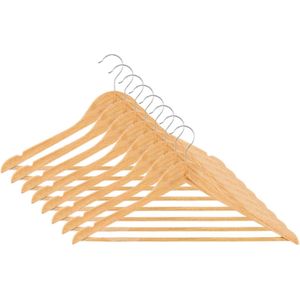 Houten kledinghanger - Met inkeping en broeklat - 8 stuks