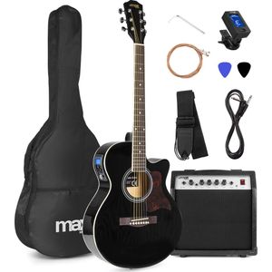 Elektrisch akoestische gitaar - MAX ShowKit gitaarset met 40W gitaar versterker, gitaar stemapparaat, gitaartas en plectrum - Zwart