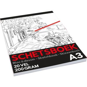 Creakit Schetsboek Pro A3 – Tekenpapier - A3 Formaat – 20 Vellen – 200 gram – Wit papier
