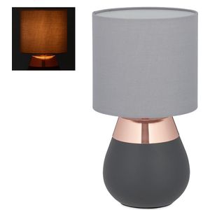 Relaxdays tafellamp touch - nachtlampje - schemerlamp - dimbaar - touch lamp - E14 fitting - koperen