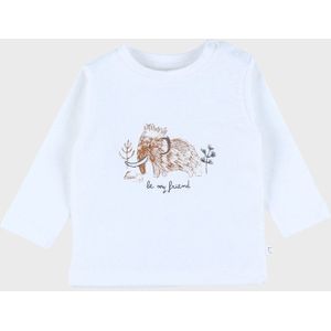 Noukie's T-shirt Jongens LS wit mammoet - Maat 80