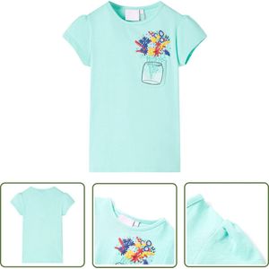 vidaXL Meisjeshemd - Kinderhemd - Kindershirt 104 lichtmintkleurig - Jongenshemd - Zomerhemd - Kortmouwig Hemd