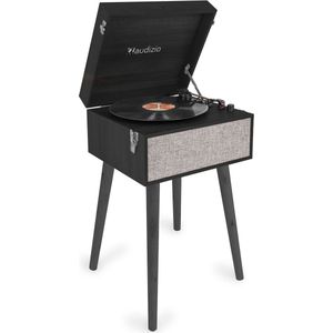 Platenspeler op poten - Audizio Fremont - Retro platenspeler met meubel - Met Bluetooth - zwart