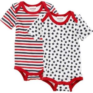 Playshoes Schnizler set 2 rompers korte mouw strepen rood marine