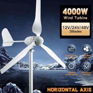 Windturbine - Windturbine Generator - Windmolen - 4000W - 12V - Windenergie - met MPPT Controller - Stille en Efficiënte 3-Bladige Oplossing - voor Huishoudens en Off Grid Toepassingen