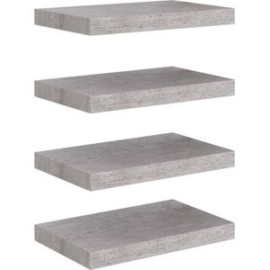 vidaXL Wandschappen - 4 stuks - MDF - Betongrijs Wandplank - Zwevende Plank - Honingraat Mdf - Metaal - Betongrijs
