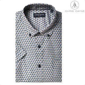Blouse 1079 blauw/beige print KM Chris Cayne - maat L