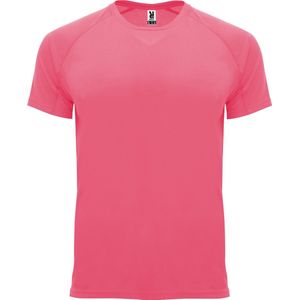 Fluorescent Roze unisex sportshirt korte mouwen Bahrain merk Roly maat S