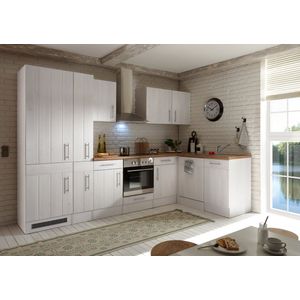 Hoekkeuken 310  cm - complete keuken met apparatuur Anton  - Wit/Wit - soft close - keramische kookplaat - vaatwasser - afzuigkap - oven  - spoelbak