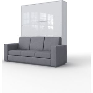 Maxima House - INVENTO SOFA Elegance - Verticaal Vouwbed Inclusief Hoekbank - Logeerbed - Opklapbed - Bedkast - Inclusief LED - Hoogglans Wit + Antraciet Sofa - 200x160 cm