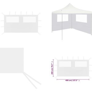 vidaXL Prieelzijwand met ramen 4x2 m wit - Zijwand - Zijwanden - Partytent - Partytenten