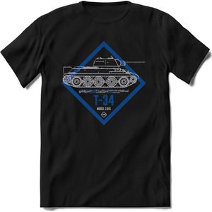 T-Shirtknaller T-Shirt|T-34 Leger tank|Heren / Dames Kleding shirt|Kleur zwart|Maat XL
