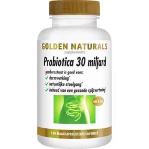 Golden Naturals - Microbiotica - 30 miljard - 180 Veganistische Maagsapresistente Capsules