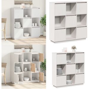 vidaXL Hoge kast 110,5x35x117 cm massief grenenhout wit - Hoge Kast - Hoge Kasten - Kast - Massief Houten Kast