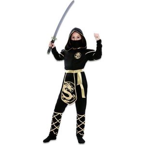 Witbaard Verkleepak Ninja Polyester Zwart/goud Mt 122-138 Cm