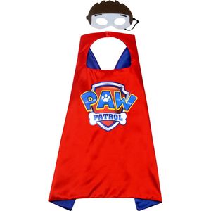 Paw Patrouille Verkleedkleding Rood Ryder - Cape en Masker - Kostuum - Carnaval - Verkleedpak Kind - High Way Patrol - Verkleedkleren Jongen Meisje - Pak - Halloween - Verkleden - Kinderfeestje - Cadeau - Mighty Pup - Mega Pups - Superheld - Omkleden